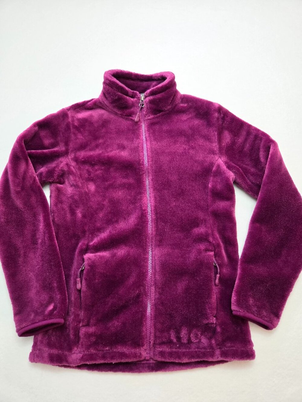 32 Degrees Heat Girls M 10/12 Purple Plush Faux Fur Full Zip Fleece Jacket